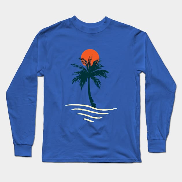 Minimalist Abstract Nature Art of Elegant Palm Tree Long Sleeve T-Shirt by Insightly Designs